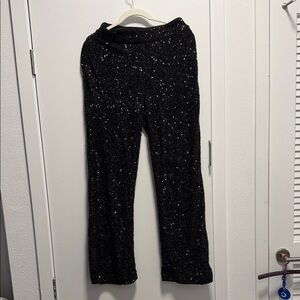 Express Black Sequin Straight Leg Pants